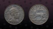 ETHIOPIA Œ Birr ETHIOPIA, KM# 3 , Silver, Œ Birr, 1903, Mint Strike, Menelik II. Lion's left foreleg raised. Scarce coin -