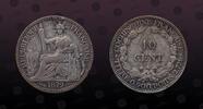 FRENCH COCHIN CHINA 10 Cents FRENCH COCHIN CHINA , KM# 4 , Silver, 10 Cents, 1879, Mint Strike, Nice silver coin! -