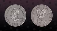 FRENCH POLYNESIA 10 Francs FRENCH POLYNESIA , KM P1 , Nickel, 10 Francs, 1967, Proof, French Polynesia landscape. Scarce proof Piefort. Double Thickness. O -