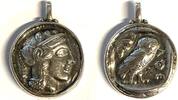 Pendant like a Greek ancient coin Owl of Athens 0.925 Sterling Silver -