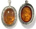 Großer Anhänger Bernstein Cabochon oval + 925er Sterling Silber -