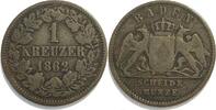 Altdeutschland - Baden 1 Kreuzer 1862 Scheidem&uuml;nze s 7,00 EUR  + 200,00 EUR frais d'envoi