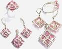 Schmuckset Ring Ohrhänger Anhänger rosa Zirkonia Set 925 er Silber Zirkonia DQCZ -