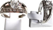 Moderner Zirkoniaring Solitär Zirkonia DQCZ 925 er Sterling Silber Ring Gr. 60 -