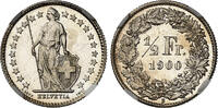 Suisse 1/2 franc 1900 B PROOF ! NGC PF 63 1795,00 EUR  + 18,00 EUR frais d'envoi