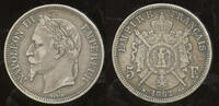 France 5 Francs Napoleon III (1852-1870) - Paris mint -