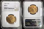 USA 10 DOLLARS 1932 PHILADELPHIE TETE D'INDIEN - NGC MS 61 NGC MS 61 2700,00 EUR  + 15,00 EUR frais d'envoi