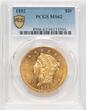 US $20 Secure 1852 Liberty Head $20 PCGS MS62