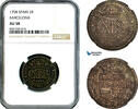 Spain 2 Reales 1708 NGC AU58 329,00 EUR  + 15,00 EUR frais d'envoi