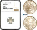 1 Kreuzer 1861 Germany, Frankfurt  NGC MS67, Top Pop & Single Finest Graded!