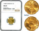 Germany, Third Reich 5 Reichspfennig 1938 NGC MS64 99,00 EUR  + 15,00 EUR frais d'envoi