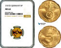 Germany, Third Reich 5 Reichspfennig 1937 NGC MS64 109,00 EUR  + 25,00 EUR frais d'envoi