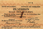 1 gulden 1 gulden 1914 Zilverbon 01-1c kwaliteit -