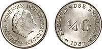 1/4 Gulden 1/4 Gulden Juliana zilver Nederlandse Antillen jaar 1957 -