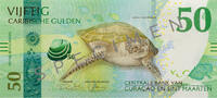 50 Gulden Bankbiletten Caribische Guldens - 50 Gulden Green Sea Turtle -