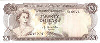 Bahamas $20 1974 fbfr sligth traces of handling 650,00 EUR  + 30,00 EUR frais d'envoi