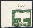 Bundesrepublik Deutschland 10 Pfg. Europa 1957 mit Wasserzeichen als Bogenecken/Eckrandstücke -