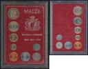 Malta 68 Ct. 10 Mils 1.Kursmünzensatz in Dezimalwährung Original-Hartplastik, englische Version! -
