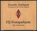 Deutsches Reich 3 RM 'HJ-Postsparkarte' voll bespart mit Briefmarken -