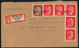 Deutsches Reich 8 Pfg. 1944 Hitlerwerte auf R-Brief mit Einzeiler-Stempel Notpostamt Bad Homburg