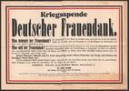 Deutsches Reich Plakat Kriegsspende-Aufruf 'Deutscher Frauendank' -