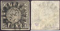 Bayern 1 Kr. 1849 'Schwarzer Einser' mit Plattenfehler gestempelt MR 243... 2200,00 EUR envoi gratuit