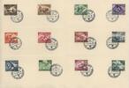 3-50 Pfg 1943 Deutsches Reich  Wehrmacht II  kompl. Satz gestempelt am Ersttag auf Blankovorlage gestempelt/Briefstück