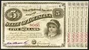USA 5 Dollars Baby Bond vom 'State of Louisiana' - aus Bogen geschnitten -