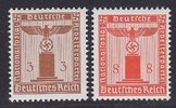 Deutsches Reich Dienst 3+8 Pfg Dienstmarken mit waagrechter Riffelung -