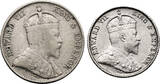 Malaya, Straits Settlements set 5 & 10 Cents 1910 Edward VII TTB- / TTB+