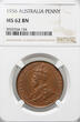 Australia Penny 1936 NGC MS 62 BN