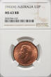 Australia 1/2 Penny 1943 (M) NGC MS 63 RB