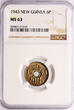 New Guinea 6 Pence 1943 NGC MS 63