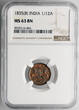 India British 1/12 Anna 1835 (B) NGC MS 63 BN