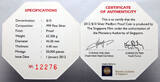 Singapore Silver Piedfort, 10 Dollars 2012 Year of the Dragon FB