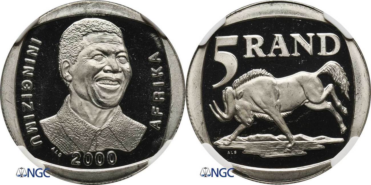 South Africa 5 Rand 2000 Nelson Mandela NGC PL 66 Ultra Cameo