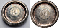 Silver bowl / saucer with 1900 Ethiopia, Menelik II 1 Birr coin vz