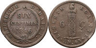 Haiti, Republic 1825-1849 6 Centimes 1846 / AN 43 TTB-