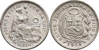 Peru 1/2 Dinero 1913 FG FDC