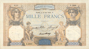 BILLETS DE LA BANQUE DE FRANCE 1000 francs Banque de France. Billet. Cérès et Mercure, -