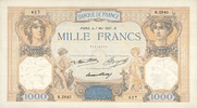 BILLETS DE LA BANQUE DE FRANCE 1000 francs Banque de France. Billet. Cérès et Mercure, -