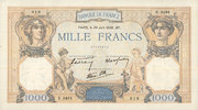 BILLETS DE LA BANQUE DE FRANCE 1000 francs Banque de France. Billet. Cérès et Mercure, -