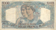BILLETS DE LA BANQUE DE FRANCE 1000 francs Banque de France. Billet. Minerve et Hercule, -