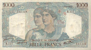 BILLETS DE LA BANQUE DE FRANCE 1000 francs Banque de France. Billet. Minerve et Hercule, -