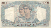 BILLETS DE LA BANQUE DE FRANCE 1000 francs Banque de France. Billet. Minerve et Hercule, -