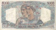 BILLETS DE LA BANQUE DE FRANCE 1000 francs Banque de France. Billet. Minerve et Hercule, -