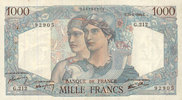BILLETS DE LA BANQUE DE FRANCE 1000 francs Banque de France. Billet. Minerve et Hercule, -