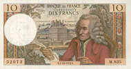 BILLETS DE LA BANQUE DE FRANCE 10 francs Banque de France. Billet. Voltaire, -