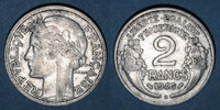 MONNAIES MODERNES FRANCAISES 2 francs Gouvernement provisoire (1944-1947). Morlon aluminium -