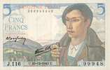 BILLETS DE LA BANQUE DE FRANCE 5 francs Banque de France. Billet. berger, -